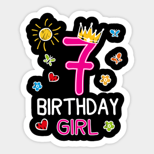 Kids 7th Birthday Girl Crown Princess Sticker